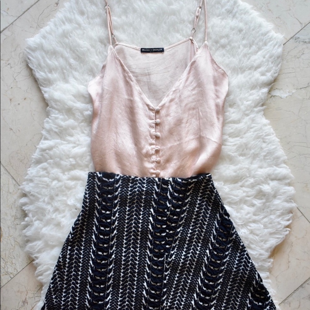 Zara Navy & White Patterned Skirt